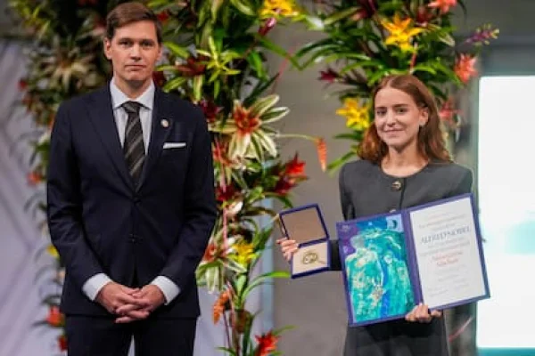 La hija de María Corina Machado recibe el Nobel de la Paz