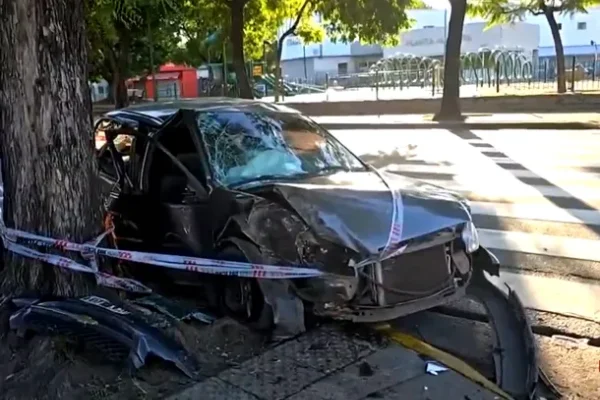 Un joven le robó el auto a su tía y terminó incrustado contra un árbol