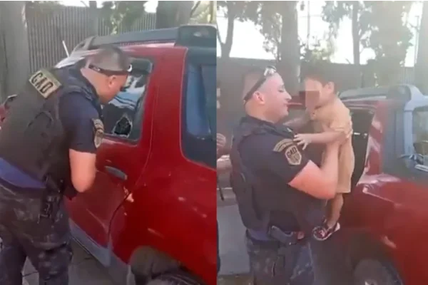 Desesperado rescate de un nene abandonado por sus abuelos dentro del auto en un shopping