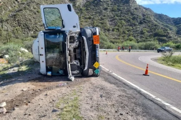 Un camión volcó en  Ruta N° 60   y no hubo heridos
