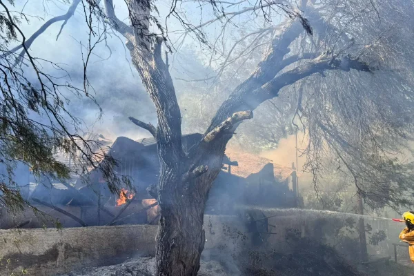 Impactante incendio en un salón de té de Sanagasta