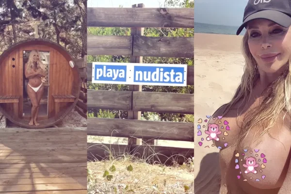 Graciela Alfano al natural, en la playa nudista