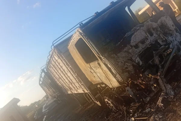 Un incendió afectó a un camión y lo consumió en su totalidad