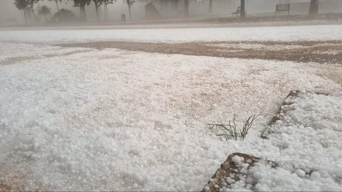Fuerte granizada azotó Campanas y dejó acumulación histórica de hielo