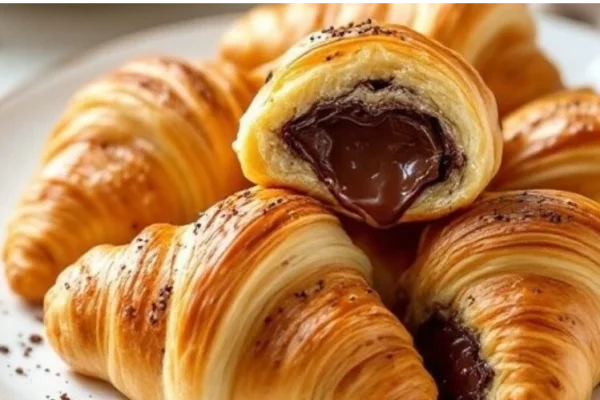Croissants al horno rellenos de chocolate: una receta irresistible
