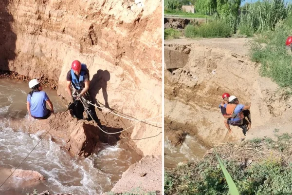 Rescatan a una mujer que cayó al canal Cacique Guaymallén