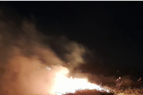 Bomberos sofocaron un incendio de pastizales en el predio del ferrocarril en Chepes