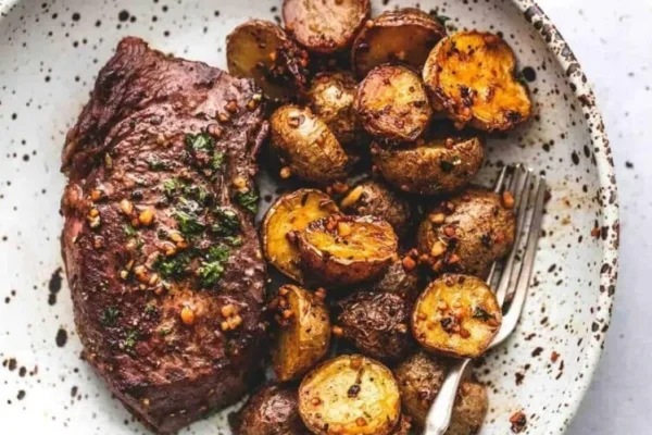 Carne jugosa y papas aplastadas: la receta simple
