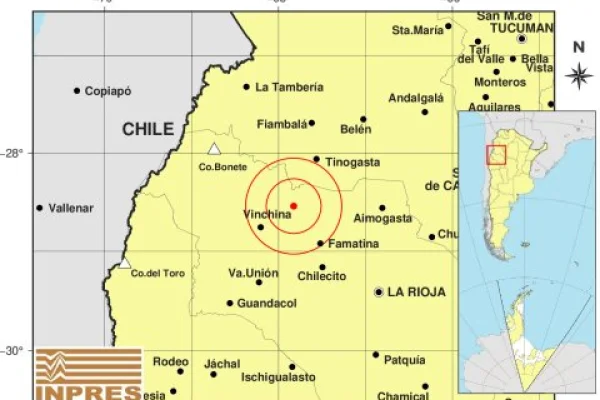 Tuvo una magnitud de 2.7 y tuvo epicentro a 44 km al noreste de Vinchina.