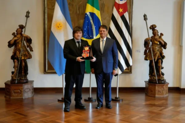 Javier Milei en Brasil: reunión con el gobernador de San Pablo y respaldo a Flávio Bolsonaro